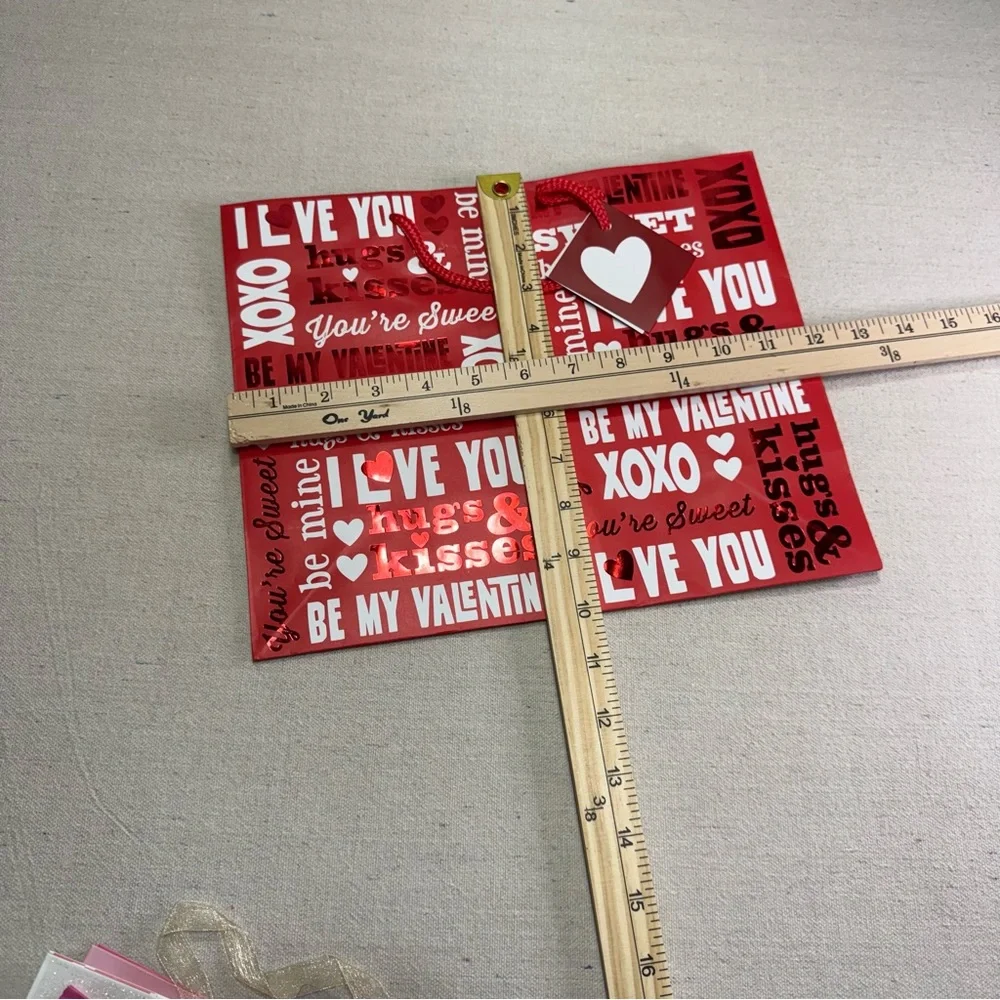 Valentine's Day Assorted Gift Bags - Pink Red White Love Designs - Set of 7
